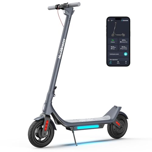 MEGAWHEELS Electric Scooter,500W Electric Scooter for Adults,31 Miles Range,10in Pneumatic Tires,10.4AH Battery,15.5 mph Speed,Escooter Smart APP Control for Commuting, Outdoor, Short Travel UL2272
