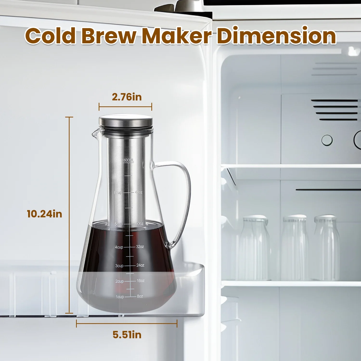 iMounTEK Cold Brew Coffee Maker Iced Tea Maker Pitcher Glass Coffee Pot Tea Infuser Coffee Kettle with Removable Fine-Mesh Filter Dishwasher Safe
