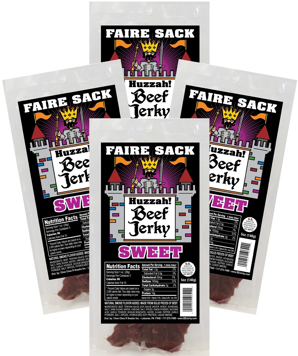 Buffalo Bills Sweet 5oz Faire Sack Huzzah Beef Jerky (4 packs sweet beef jerky)