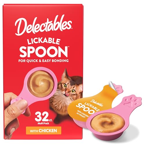 Hartz New Delectables Lickable Spoon Interactive Lickable Cat Treats for Quick & Easy Bonding, Variety Pack 32ct