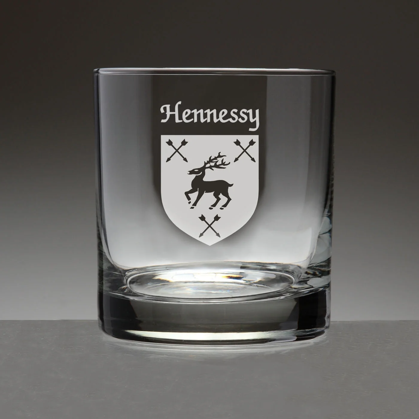 Hennessy Irish Coat of Arms Tumbler Glasses - Set of 4 (Sand Etched)