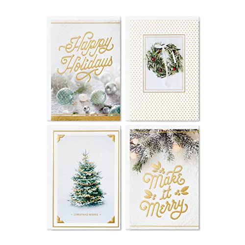 Hallmark Boxed Christmas Cards Assortment, White and Gold (40 Cards and Envelopes)
