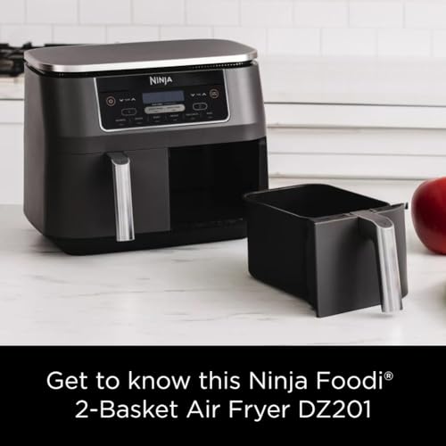 Ninja Foodi 10QT 6-in-1 DualZone Smart XL Air Fryer, 2 Independent 5QT Baskets, Smart Cook Thermometer, Match Cook, Smart Finish, Air Fry, Roast, Bake, Dehydrate, Reheat, Grey, DZ550