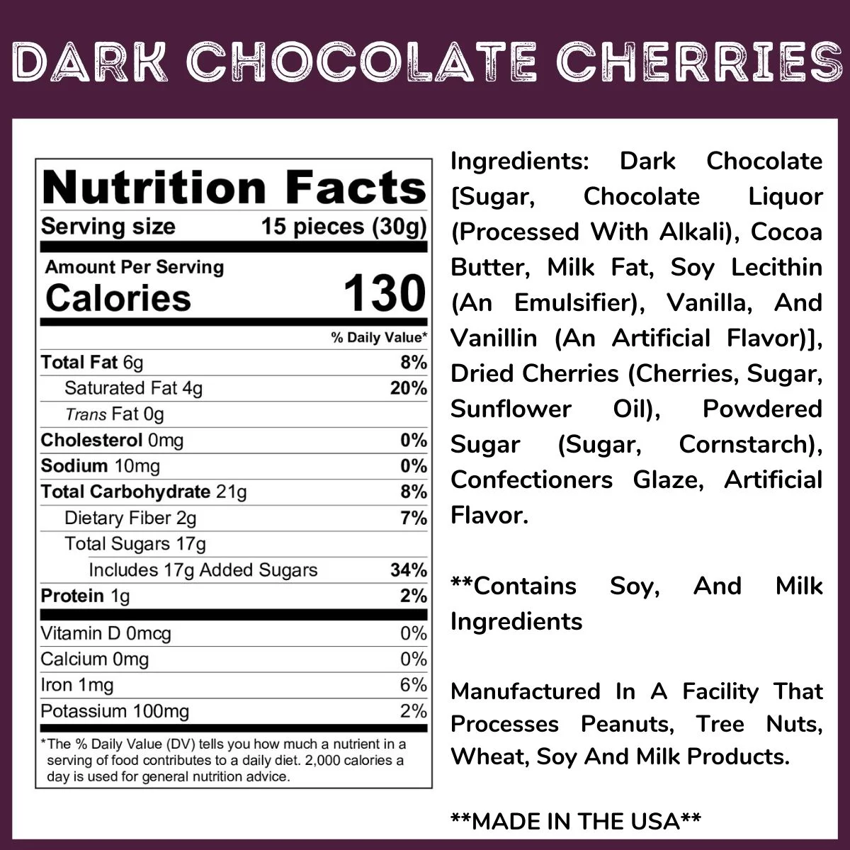 WinCrest Dark Chocolate Covered Cherries - 3.5 Lb Tub
