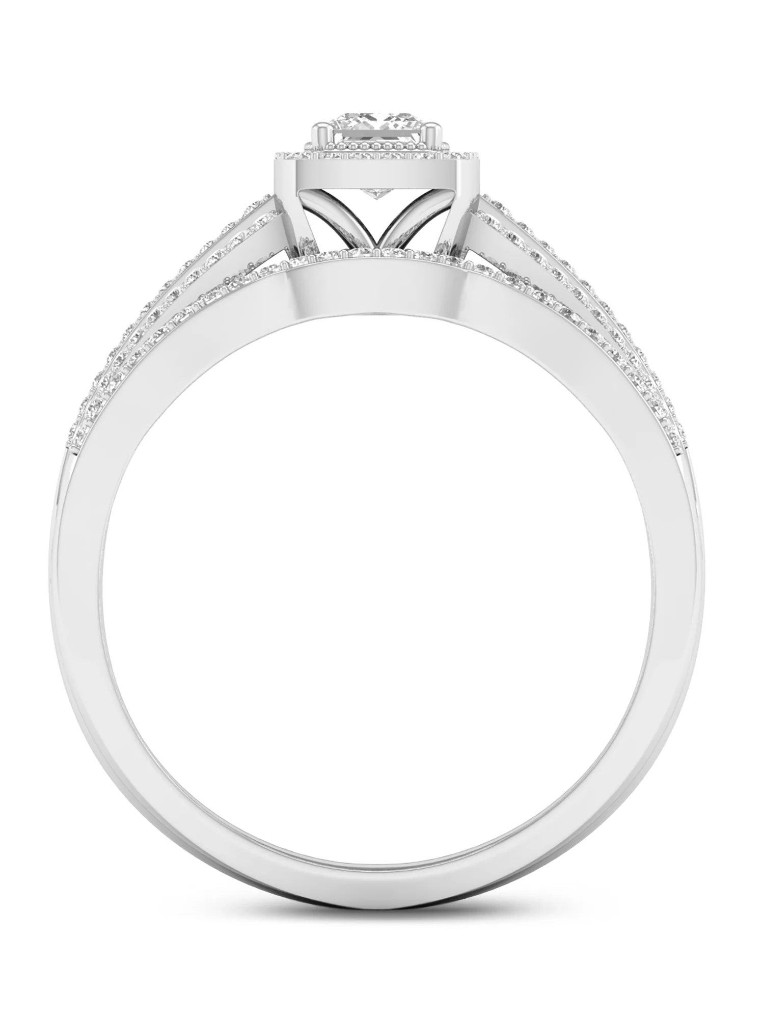 Imperial 1/2Ct TDW Diamond 10k White Gold Halo Bridal Set (H-I, I2)