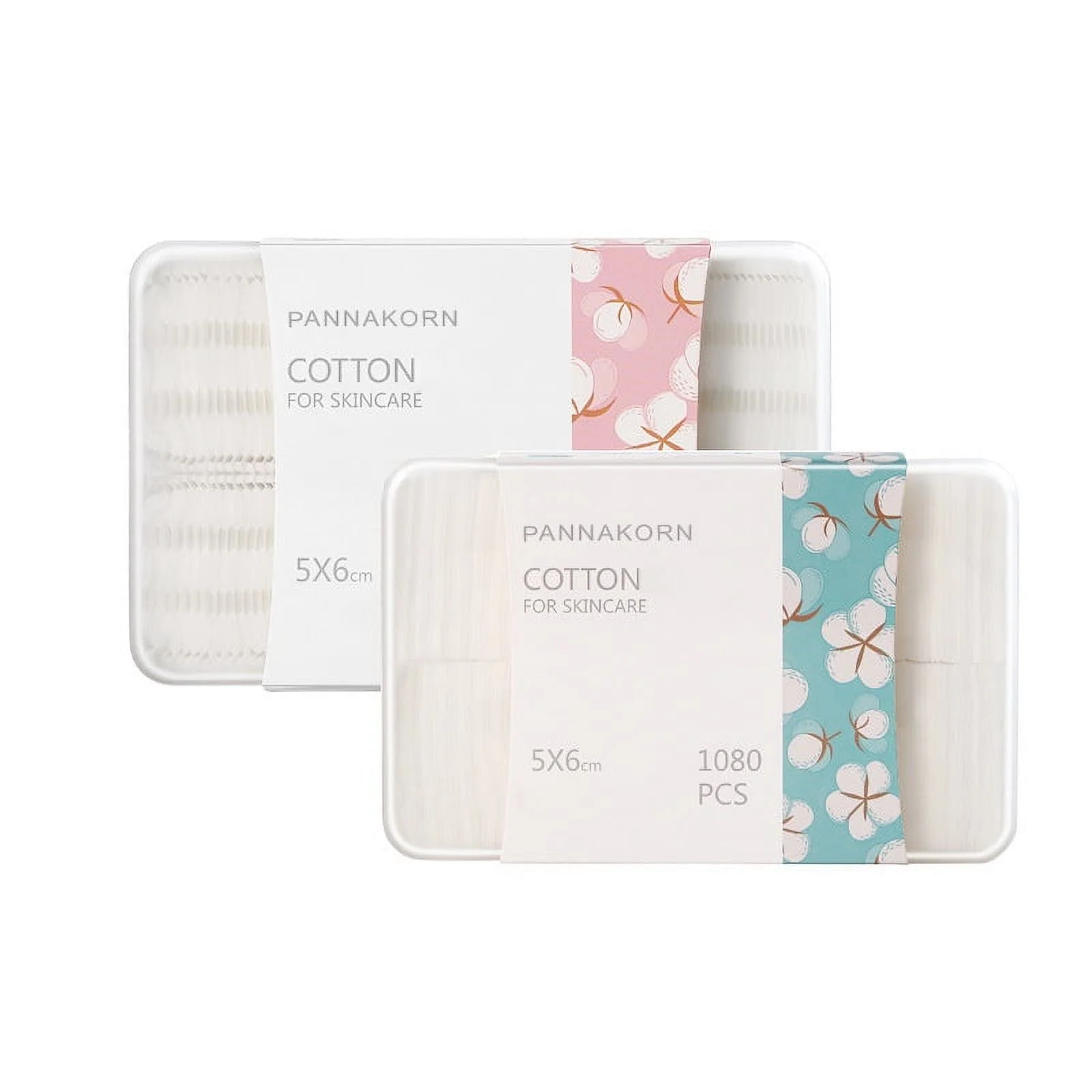 PANNAKORN Makeup Remover Cotton Pads Perfect for Face Lips Eyes Nails Polish Makeup Remover Cleansing & Daily Skin Care, Square, Lint-Free, 1080 PCS, 5*6cm