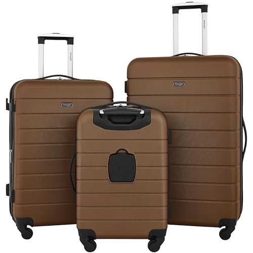 Wrangler Smart Luggage Set with Cup Holder and USB Port, Black, 20-Inch Carry-On