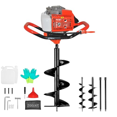 85cc 4HP Post Hole Digger Gas Powered, Gas Earth Auger/Ice Auger, with 3 Drill Bits 4
