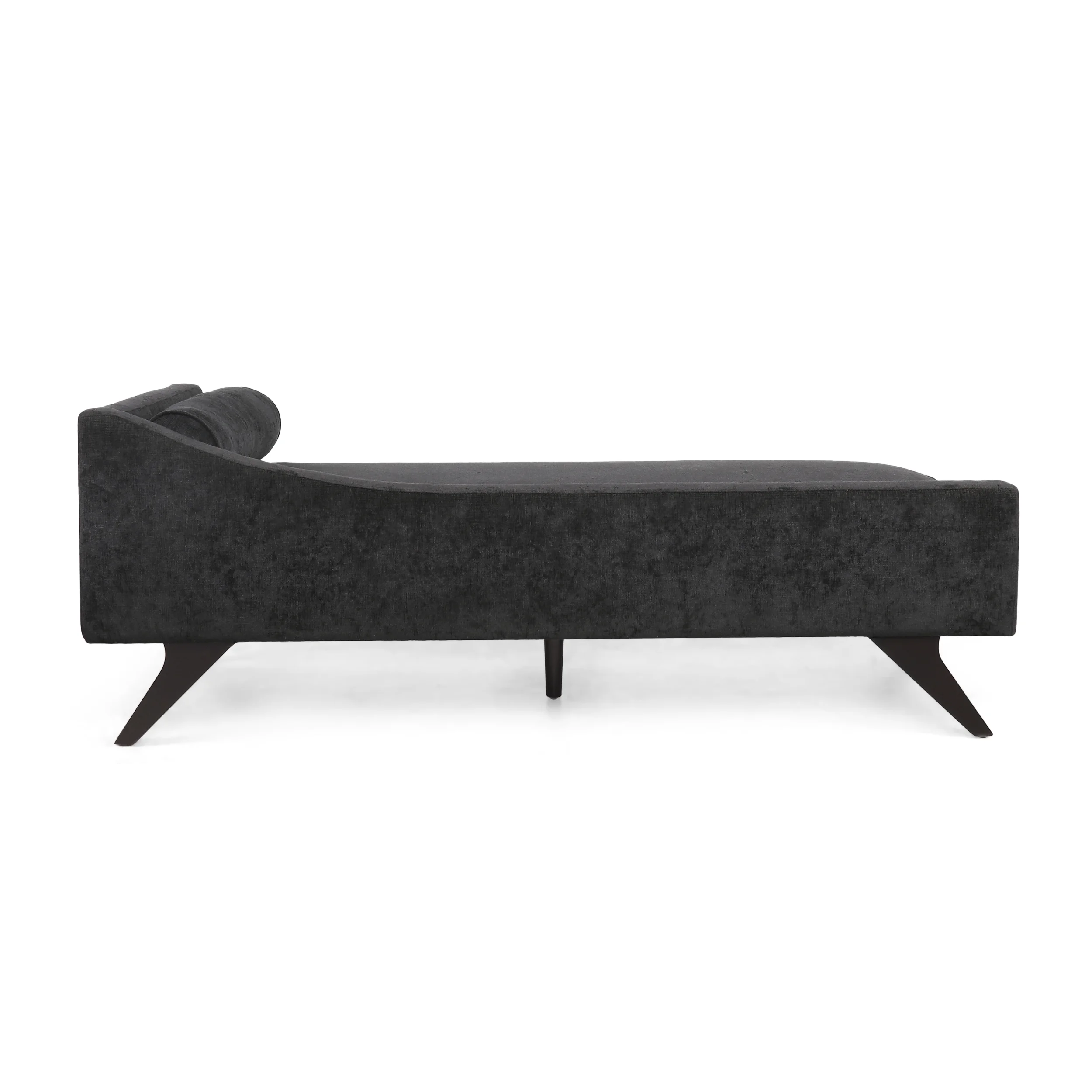 GDF Studio Alphonso Mid Century Modern Fabric Chaise Lounge, Black and Dark Brown