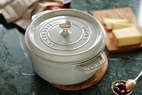 STAUB Cast Iron Dutch Oven 5.5-qt Round Cocotte, Made in France, Serves 5-6, Black Matte