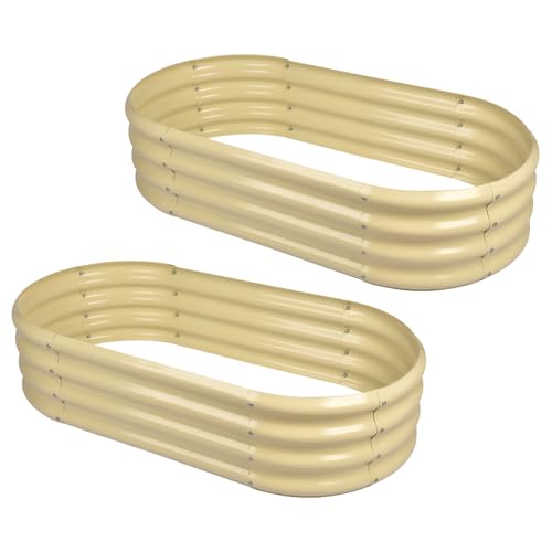 Land Guard 2Pcs Galvanized Raised Garden Bed Kit, Galvanized Planter Oval Large Metal Raised Garden Boxes Outdoor for Vegetables…