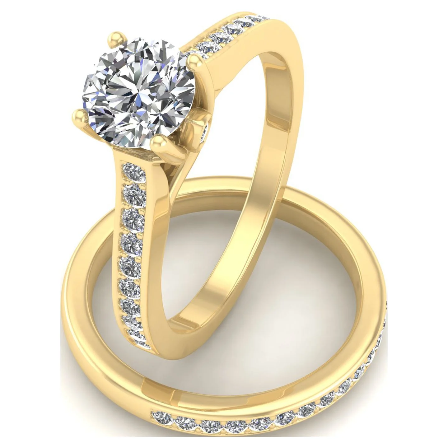 5/8 Carat TW Diamond Bridal set in 10k Yellow Gold (G-H Color, I1-I2 Clarity, Engagement ring and Wedding Band)