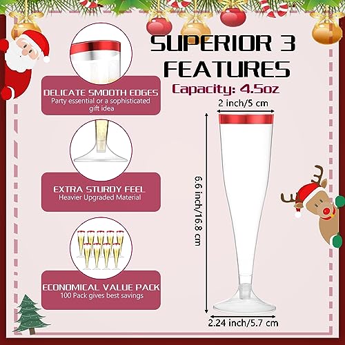 Zubebe 100 Pcs Plastic Champagne Flutes 4.5oz Classic Champagne Clear Plastic Cups Wedding Party Toasting Cocktail Cups Bulk Home Toasting Drinking Party(Blue)