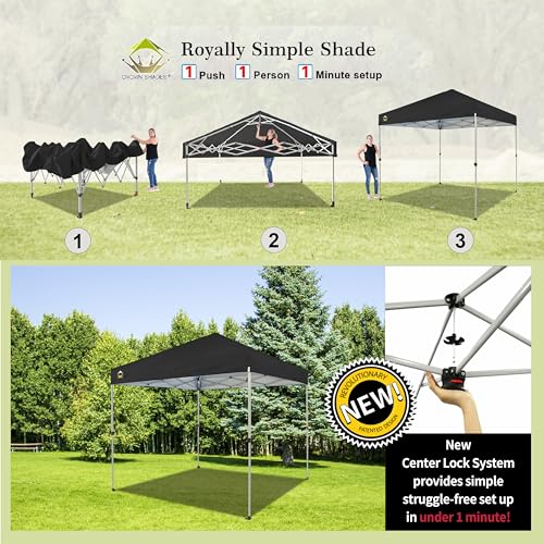 CROWN SHADES 10x10 Pop Up Canopy - Beach Tent with One Push Setup - Easy Outdoor Sun Shade for Events, Parties, Camping - Gazebo with STO-N-Go Cover Bag, Silver Coated Top, White