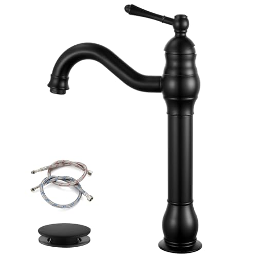 gotonovo Single Handle Vessel Sink Faucet 360° Swivel Bathroom Faucet One Hole Farmhouse Lavatory Vanity Faucet Bowl Sink Mixer Tap with Pop Up Drain, Oil Rubbed Bronze