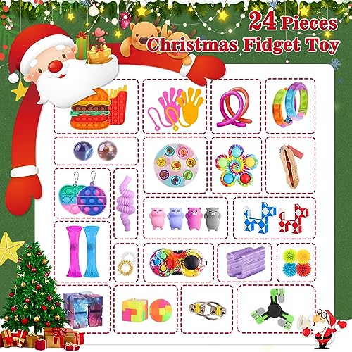 Fidget Advent Calendar, 24 Days of Surprises Fidget Toys Box, Christmas Countdown Advent Calendars for Kids