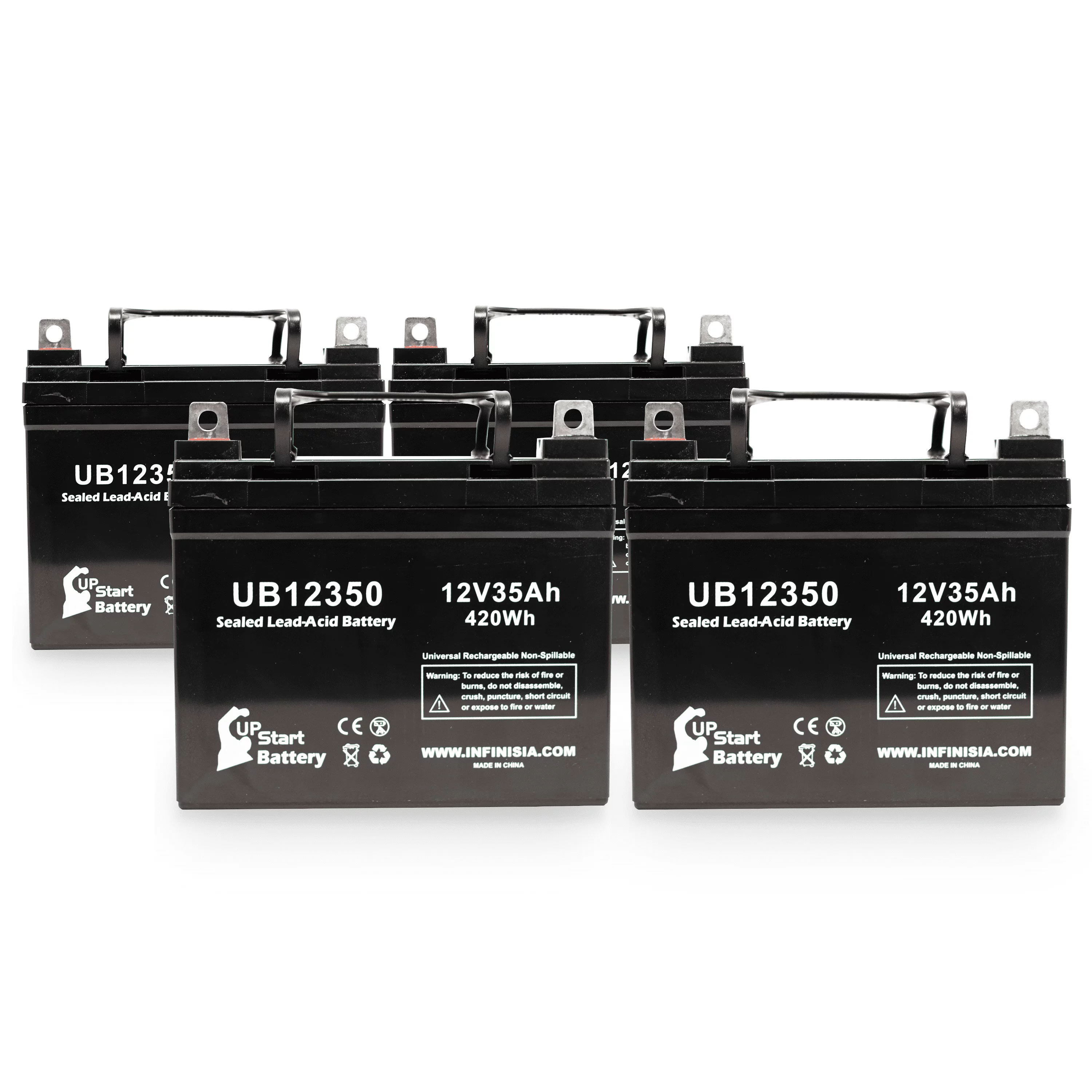 4x Pack - Compatible ELS BLH Battery - Replacement UB12350 Universal Sealed Lead Acid Battery (12V, 35Ah, 35000mAh, L1 Terminal, AGM, SLA)