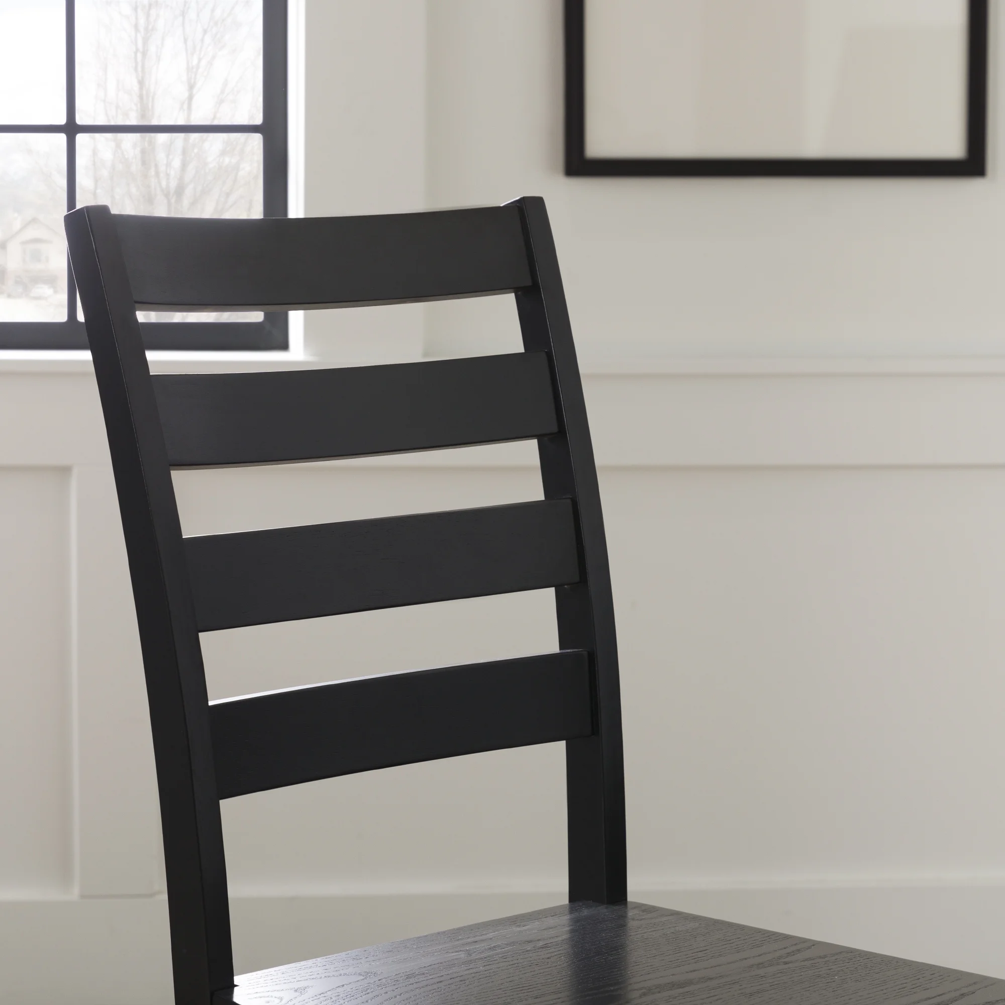 Walker Edison Modern Farmhouse Dining Chair, Set of 2, Black