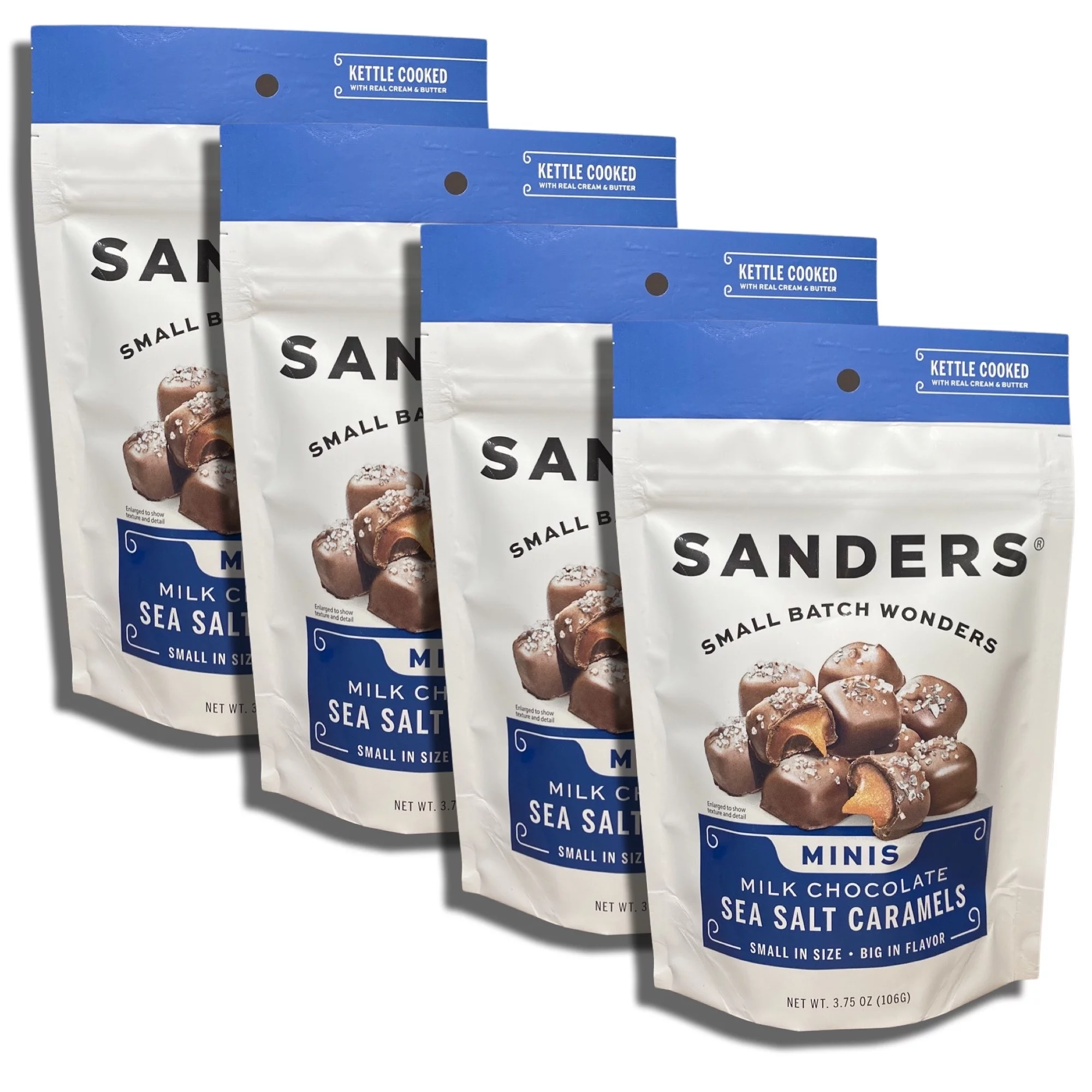 Tribeca Curations | Small Batch Mini Chocolate by Sanders Bundled by Tribeca Curations | 3.75 Ounce Bag | Value Pack of 4 (Milk Chocolate Sea Salt Car