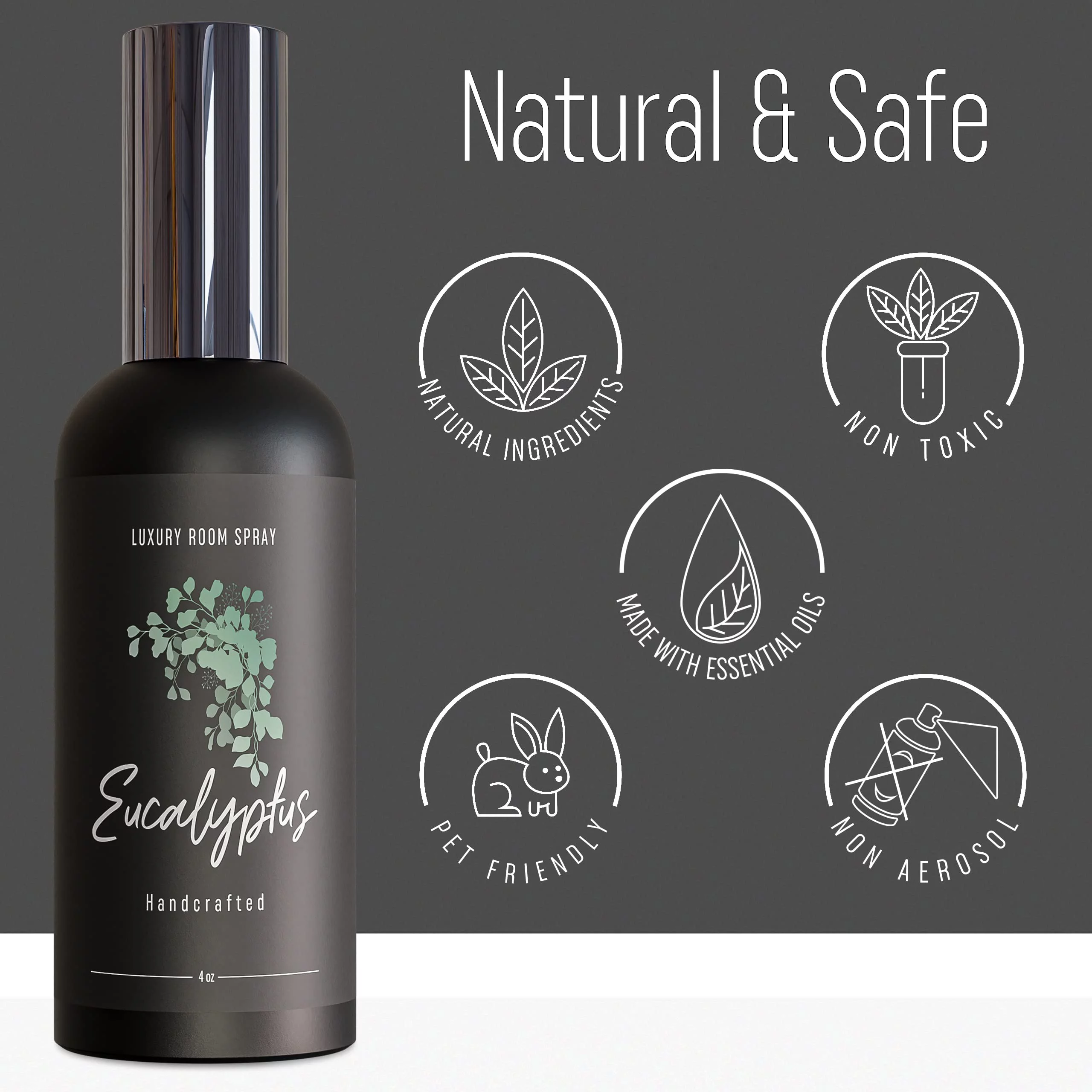 605 Products Room Spray - Air Freshener Spray - Home Luxury Scents for Office Bedroom Bathroom - Pillows Linen & Fabric Essential Oil Spray Mist - Long Lasting Room Fragrance (Eucalyptus, 4oz)