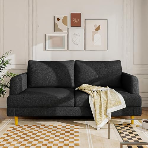 Loveseat Sofa Couch for Living Room with USB Type C Ports – Beige Upholstered 70