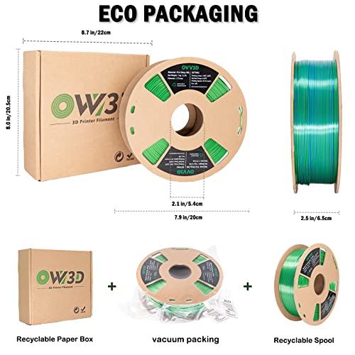 OVV3D Wood 3D Printer Filament Bundle - Wood PLA Filament 1.75mm, 200g x 4 Pack (Walnut, Oak, Cherry, Teak)