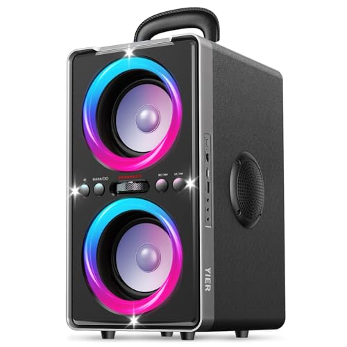 Portable Bluetooth Speaker, 200W (Peak) Loud Sound Stereo with subwoofer, Fast Charging, 20H Playtime, Wireless TWS Speakers with LED Light for Party Camping Outdoor Beach