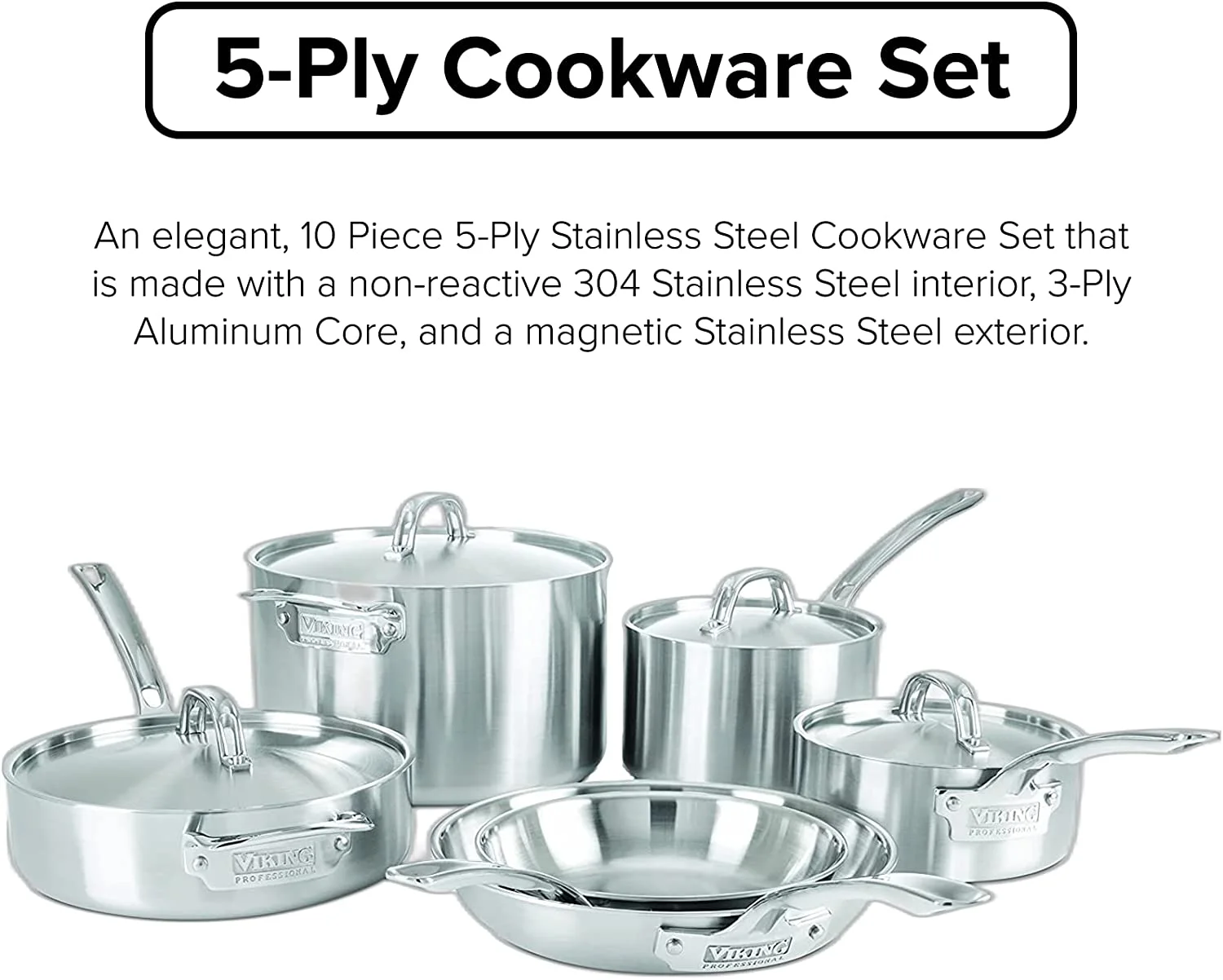 durable Viking Professional 5-Ply Stainless Steel Cookware Set  10 Piece