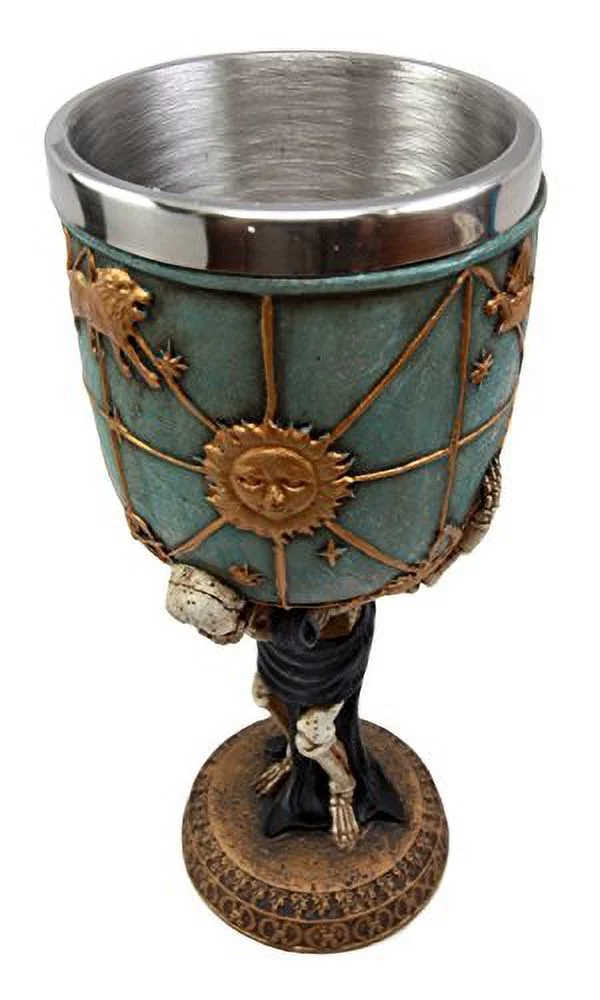 Atlantic Collectibles Greek Titan Atlas Skeleton Bearing Globe 5oz Wine Drink Beverage Goblet Chalice Cup