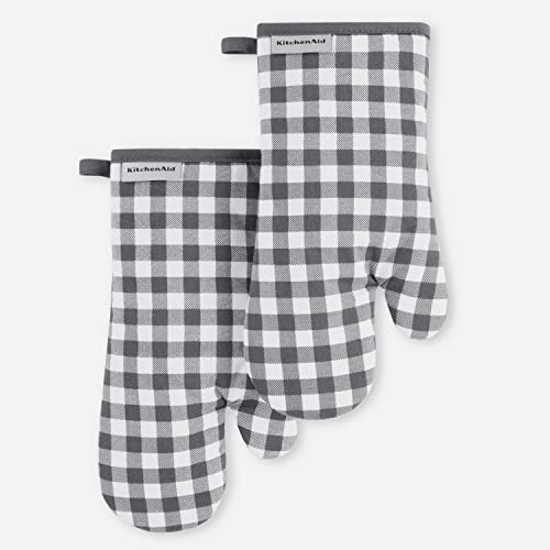 KitchenAid Gingham Oven Mitt 2-Pack Set, Passion Red, 7