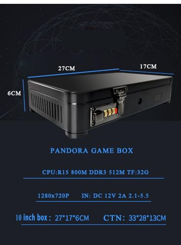 Pandora Arcade Portable Retro Video Game Player Built-in 20000+ Classic Games 10 inch LED Integrated Recreation Arcade Emulator Console Compatible with FBA/N64/Arcade/MAME