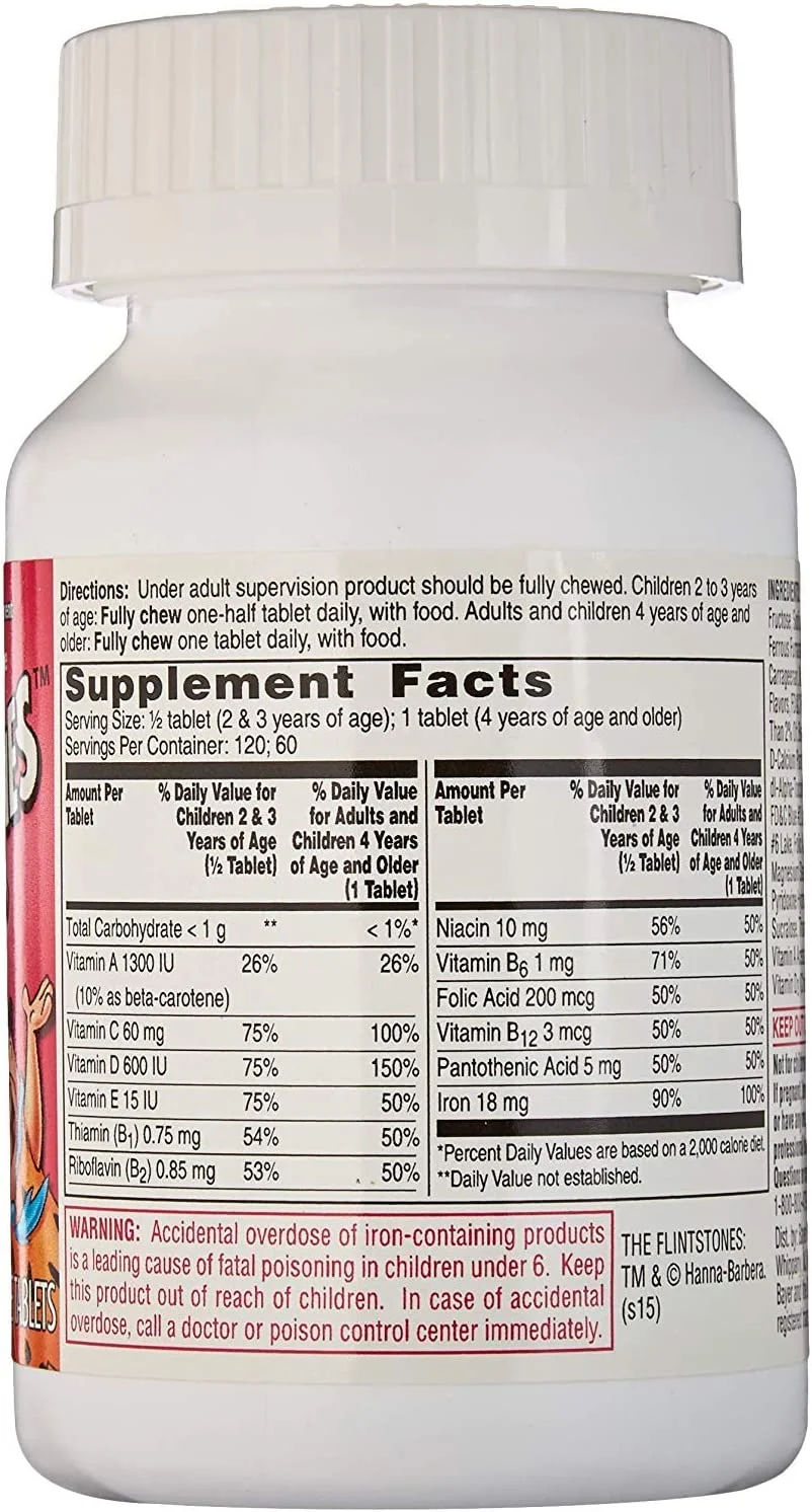 Flintstones Children's Multivitamin with Iron Chewables, 60 ct, 3 pack
