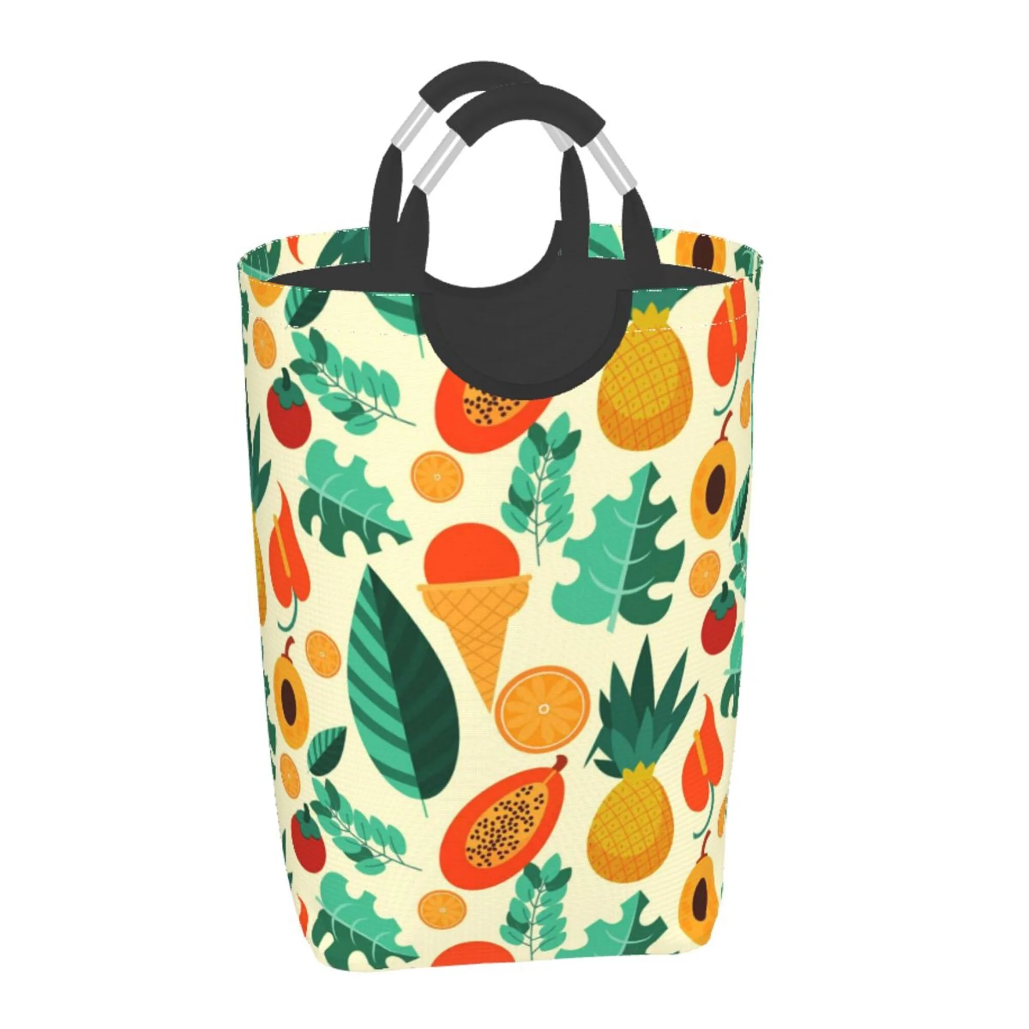 XMXY Summer Fruit Tropical Plants Rectangular Laundry Basket Organizer, Collapsible Tall Clothes Hampers for Laundry with Handles