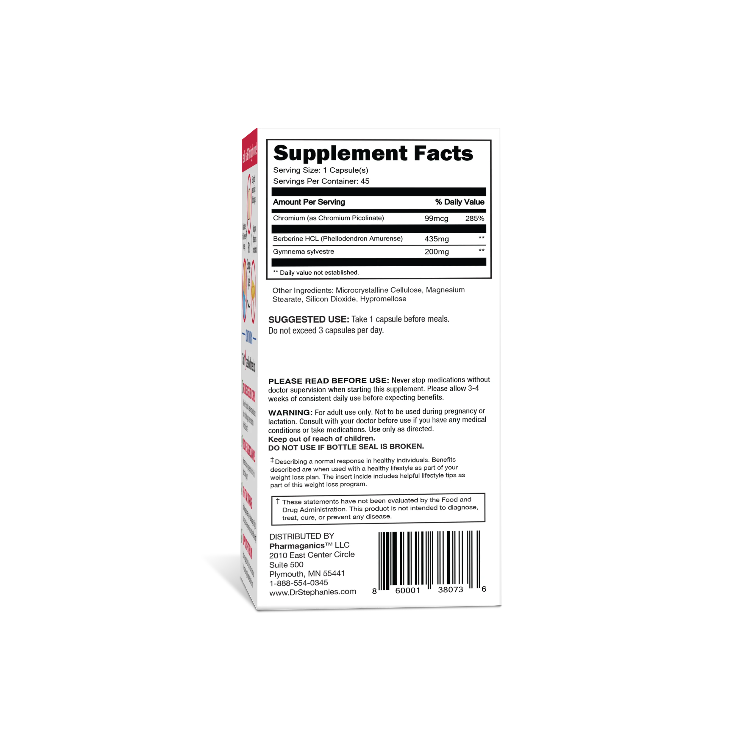 Dr Stephanie's Carb & Sugar Blocker, Weight Management & Blood Sugar Health Supplement - Chromium & Berberine