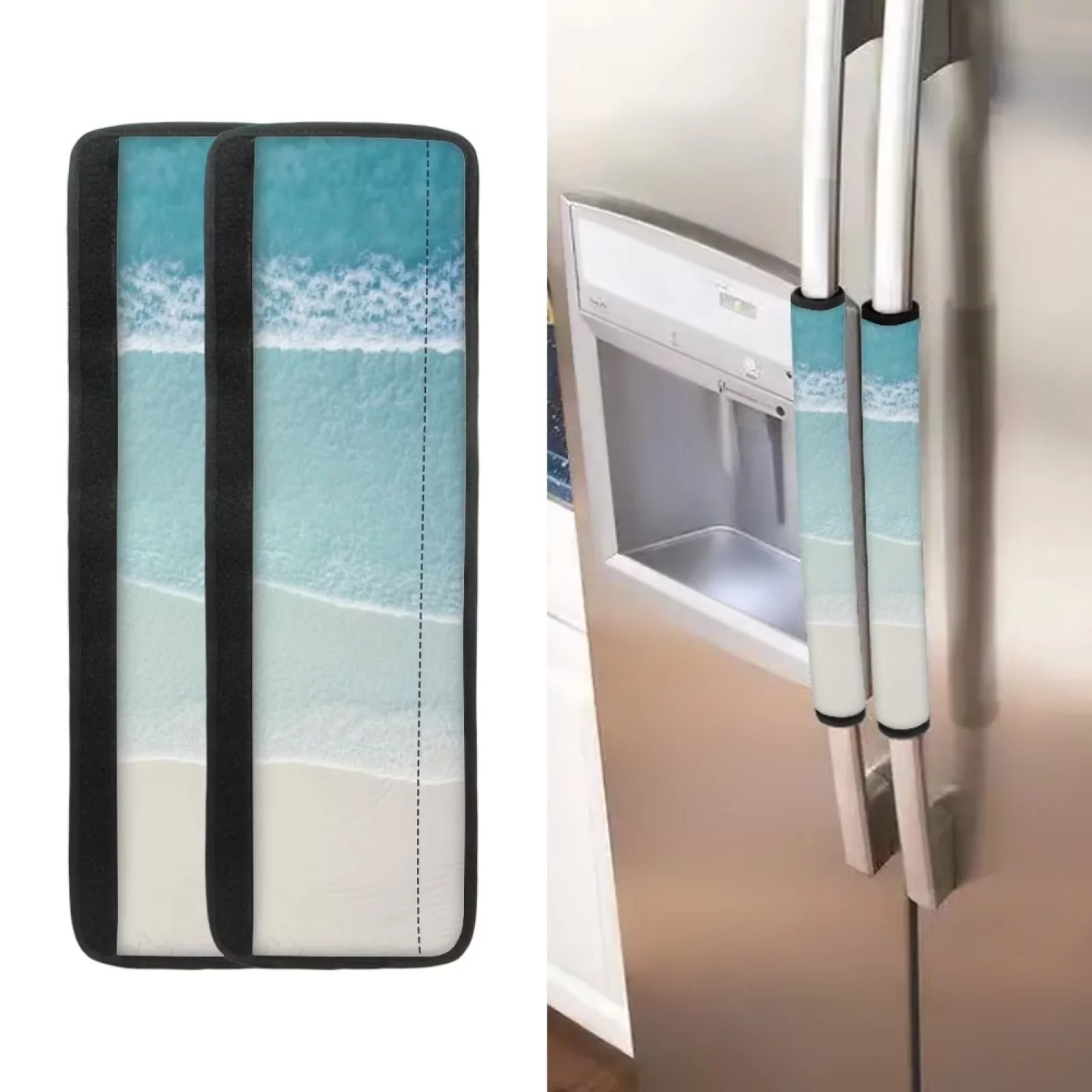 Kuiaobaty 4 Pieces Sea Refrigerator Door Handle Cover Dustproof and Fingerprint Resistant Home Decorations Kitchen Appliance Protective Sleeve for Dishwasher Oven Cabinets