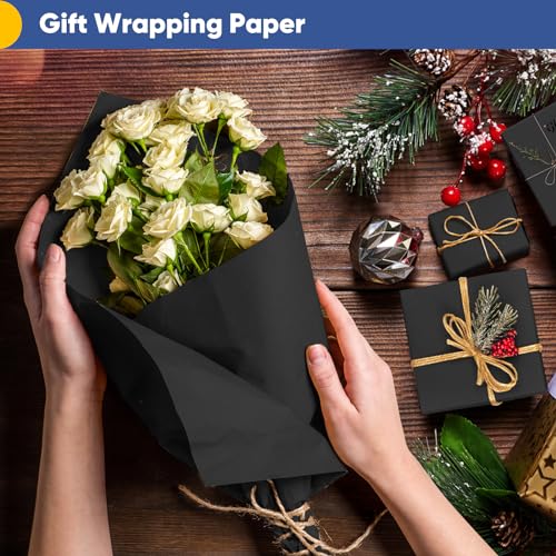 Vanhench Black Wrapping Paper, 17.5