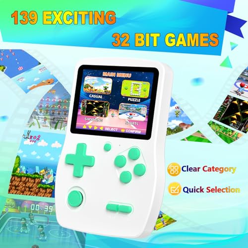 32 Bit Handheld Games for Kids Preloaded 139 Video Games, Portable Video Gaming Player with 3.0