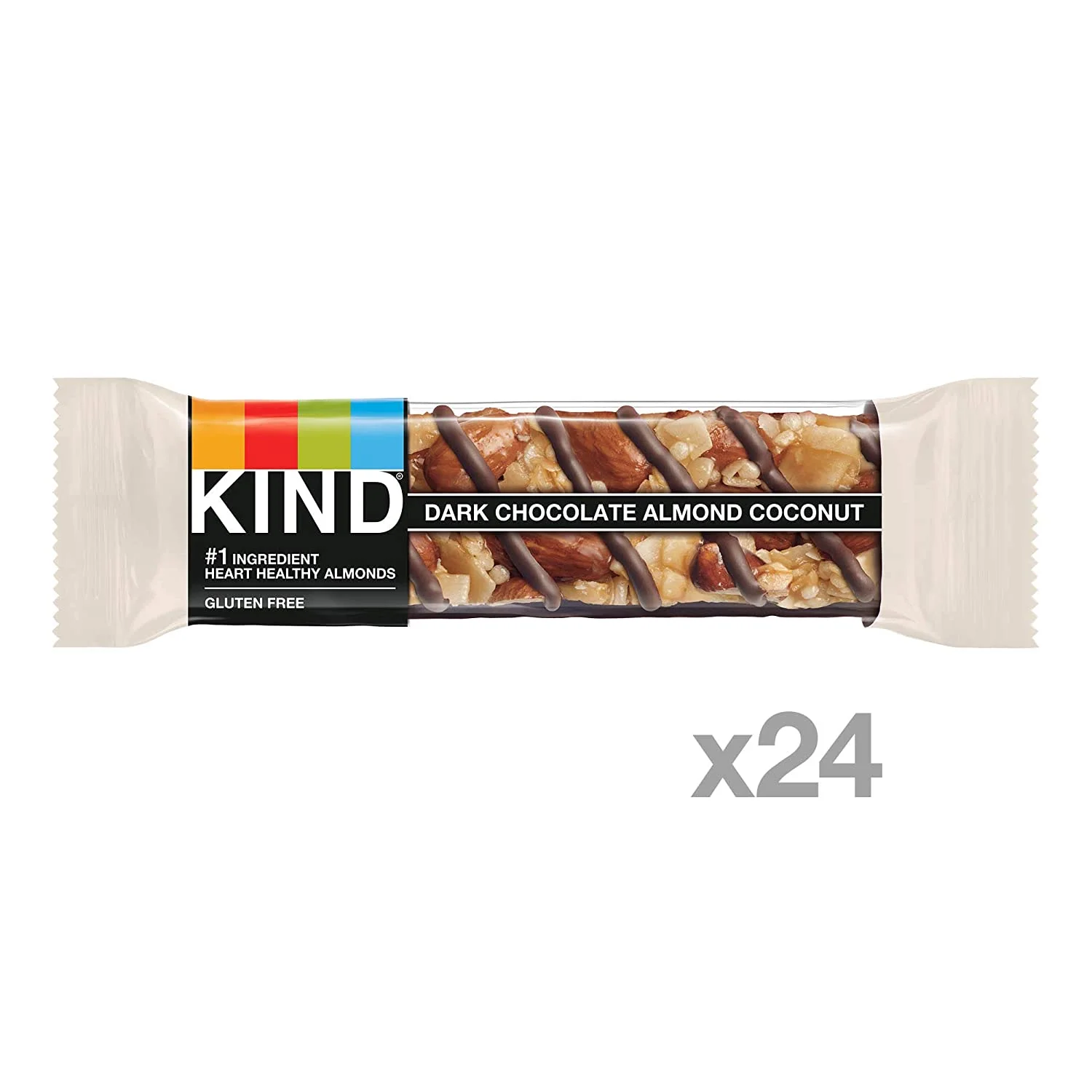 KIND Bars, Dark Chocolate Almond & Coconut, Healthy Snacks, Gluten Free, 24 Count Dark Chocolate Almond & Coconut
