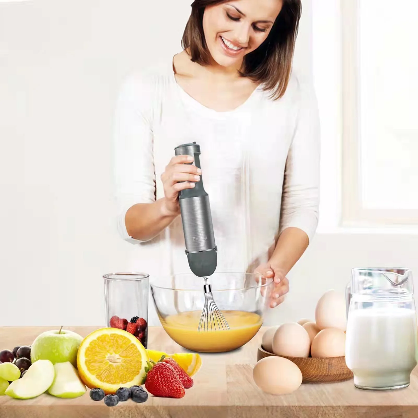 Leyfeng Multi-Functional 5-in-1 Hand Blender Stick Blender Milk Frother Egg Whisk with Adjustable Speeds 500ml Food Grinder/ 600ml Container