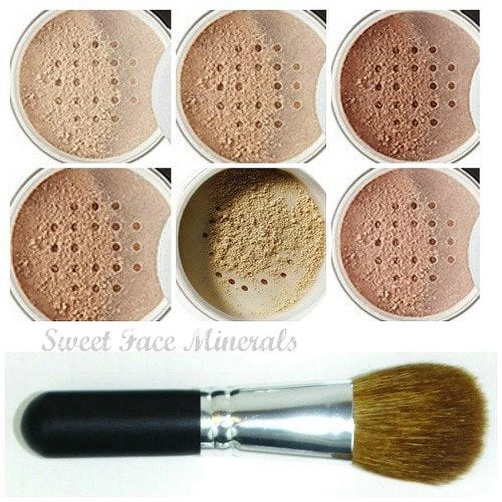 XXL KIT with BRUSH (BEIGE) Full Size Mineral Makeup Set Bare Face Powder Matte Foundation Cover