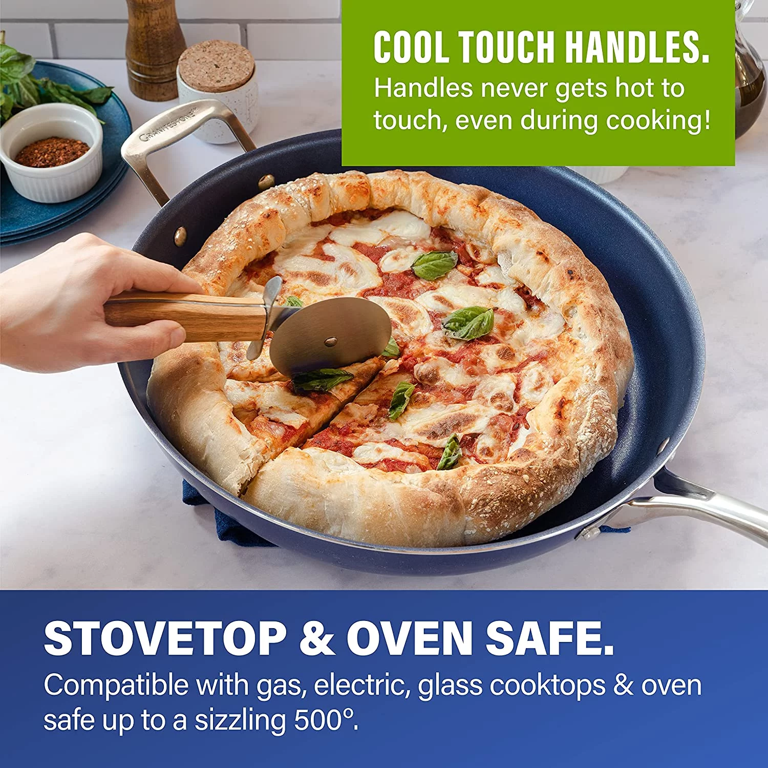 Granite Stone Diamond 14″ Fry Pan and Lid Nonstick Skillet Frying Pan with Lid