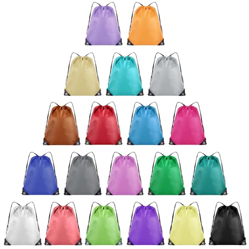 20 Pieces Drawstring Backpack Bulk Cinch Sackpack Ployster Drawstring Bags for Gym Party Trip(Aqua)