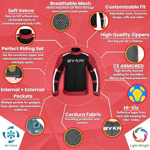 BYKR Mesh Motorcycle Jacket For Men Dual Sports Adventure Breathable Riding Protective Motorbike Jackets Enduro CE Armored