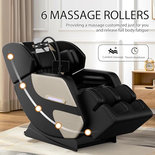 2025 Massage Chair Full Body Massage Chair with Zero Gravity, Extended Footrest, SL Track, Yoga Stretch, Foot Rollers, and Heating Comfort (Black)