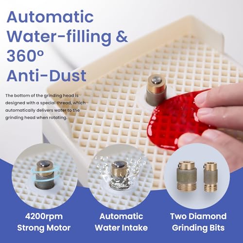 Mini Stained Glass Grinder,Automatic Water-filling 360° Anti-Dust 110V 4200RPM Brushless Motor Mini Precision Edging Shaping Glasses Grinder for Glass Arts,Tile,Jewelry Making,Mosaics Decoration