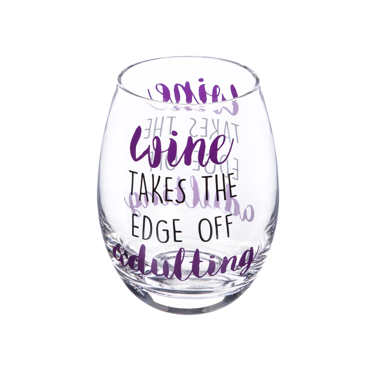 Evergreen Stemless Wine Glass with box 17oz Wine Takes The Edge of Adulting