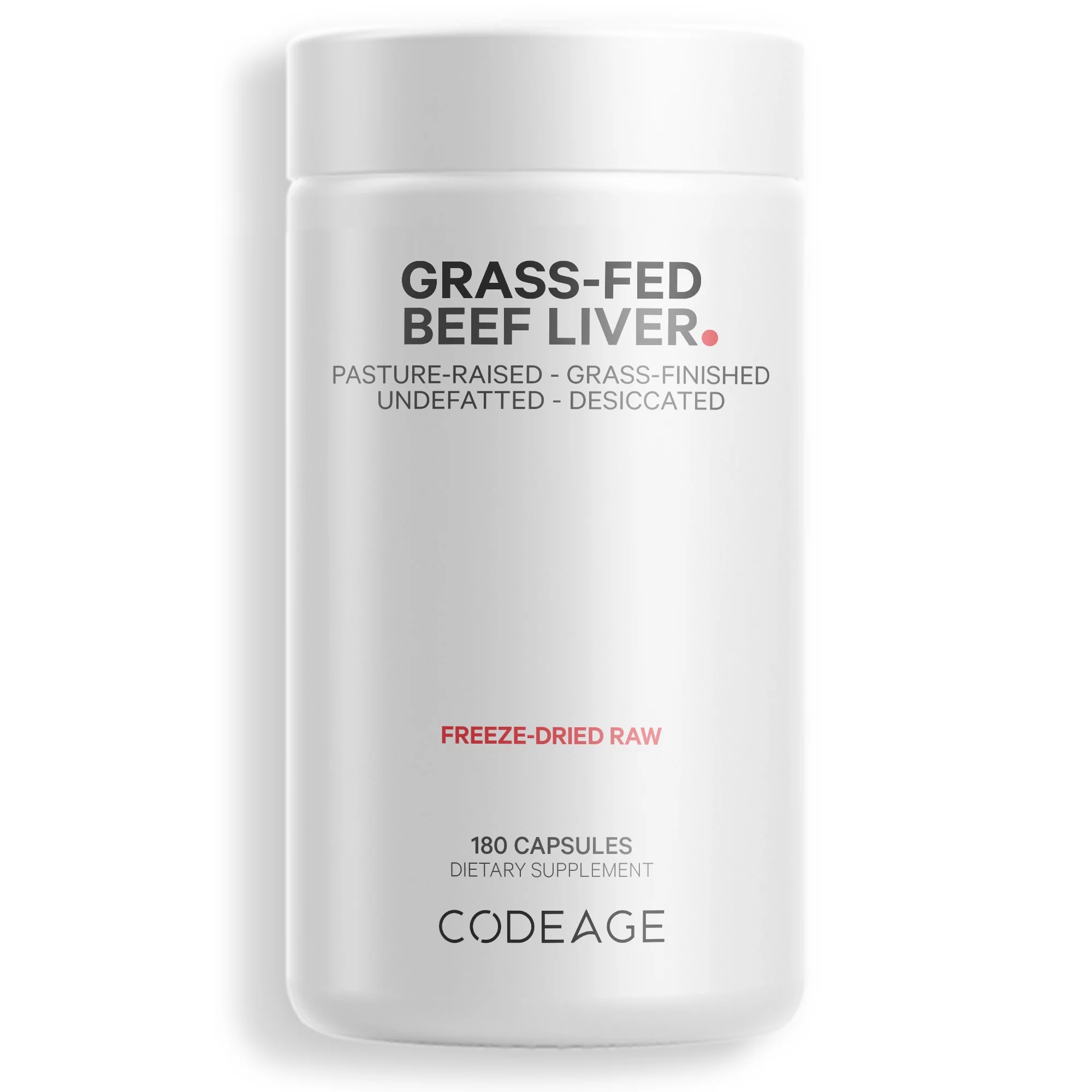Codeage Grass-Fed Beef Liver, Grass-Finished, Pasture-Raised, Freeze-Dried Glandular Supplement, 180 ct