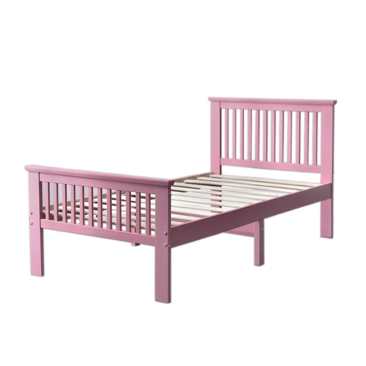 Home Bedroom Furniture Jassmine Solid Wood Platform Pine Twin Bed - Pink