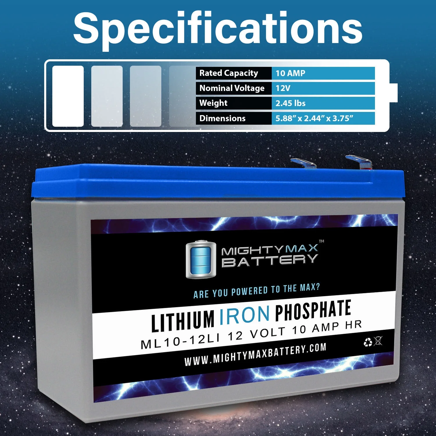 12V 10AH Lithium Replacement Battery Compatible with Exide Powerware FX2002, + 6 - 2 Pack