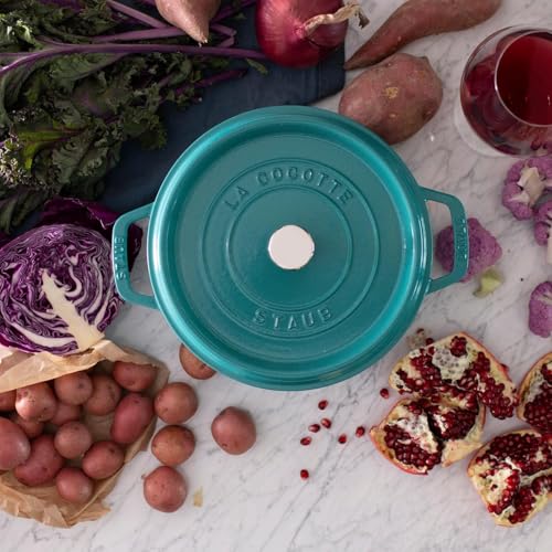 STAUB Cast Iron Dutch Oven 5.5-qt Round Cocotte, Made in France, Serves 5-6, Black Matte